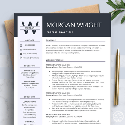 The Art of Resume Templates | Professional Executive Resume CV Design Template Maker, Download for Apple Pages and Microsoft Word, Mac and PC Resume CV Template | Curriculum Vitae for Apple Pages, Microsoft Word, Mac, PC