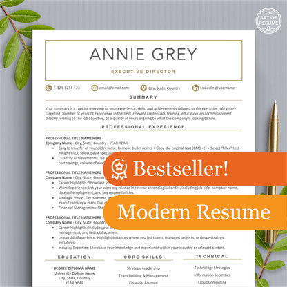 The Art of Resume Templates | Modern Bestseller white and gold Resume CV Design Template Bundle