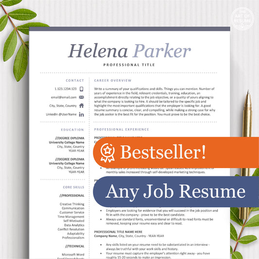 The Art of Resume Templates | Modern Professional Resume CV Design Template Bundle
