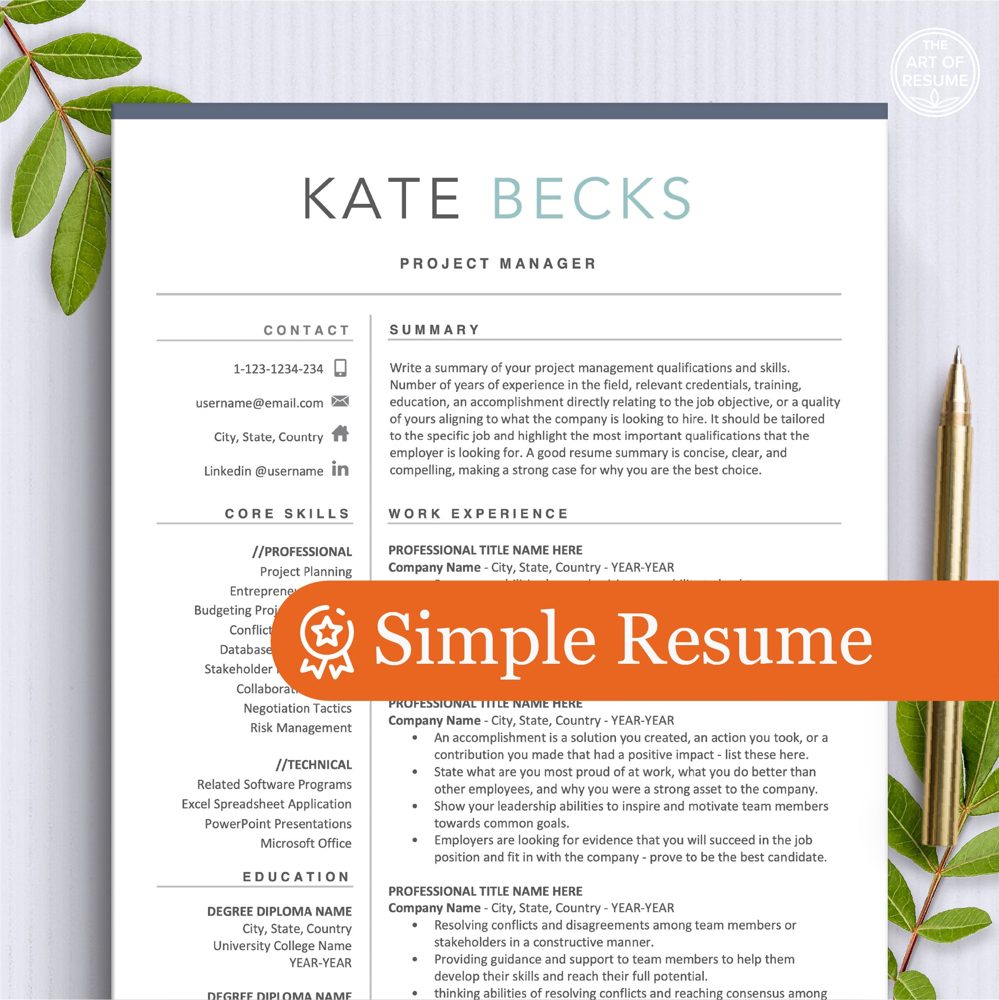 The Art of Resume Templates | Professional Modern Resume CV Design Template Bundle with Blue Accents