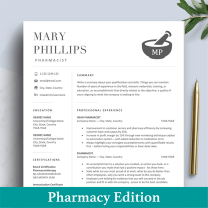 CV de pharmacien | CV Pharmacie | CV médical 