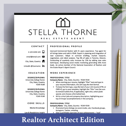 Realtor Resume CV Template | Real Estate Agent Resume | Cover Letter - The Art of Resume