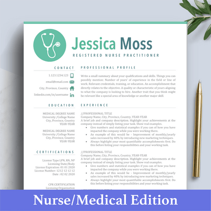 Currículum vitae de enfermera enfermera registrada | Currículum médico | CV médico