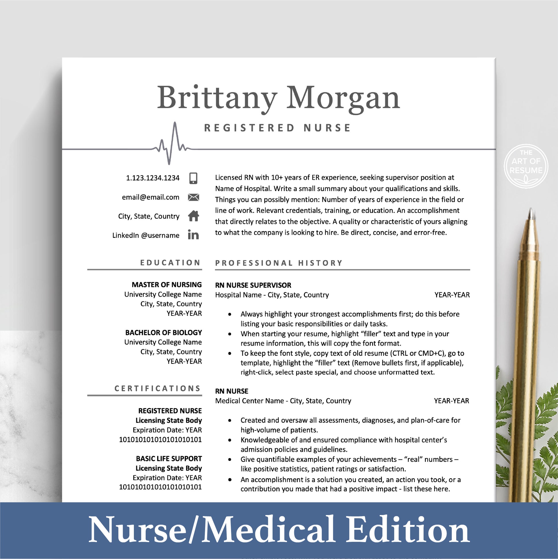 The Art of Resume Templates | Executive Nurse Medical Doctor Resume CV Design Template Bundle