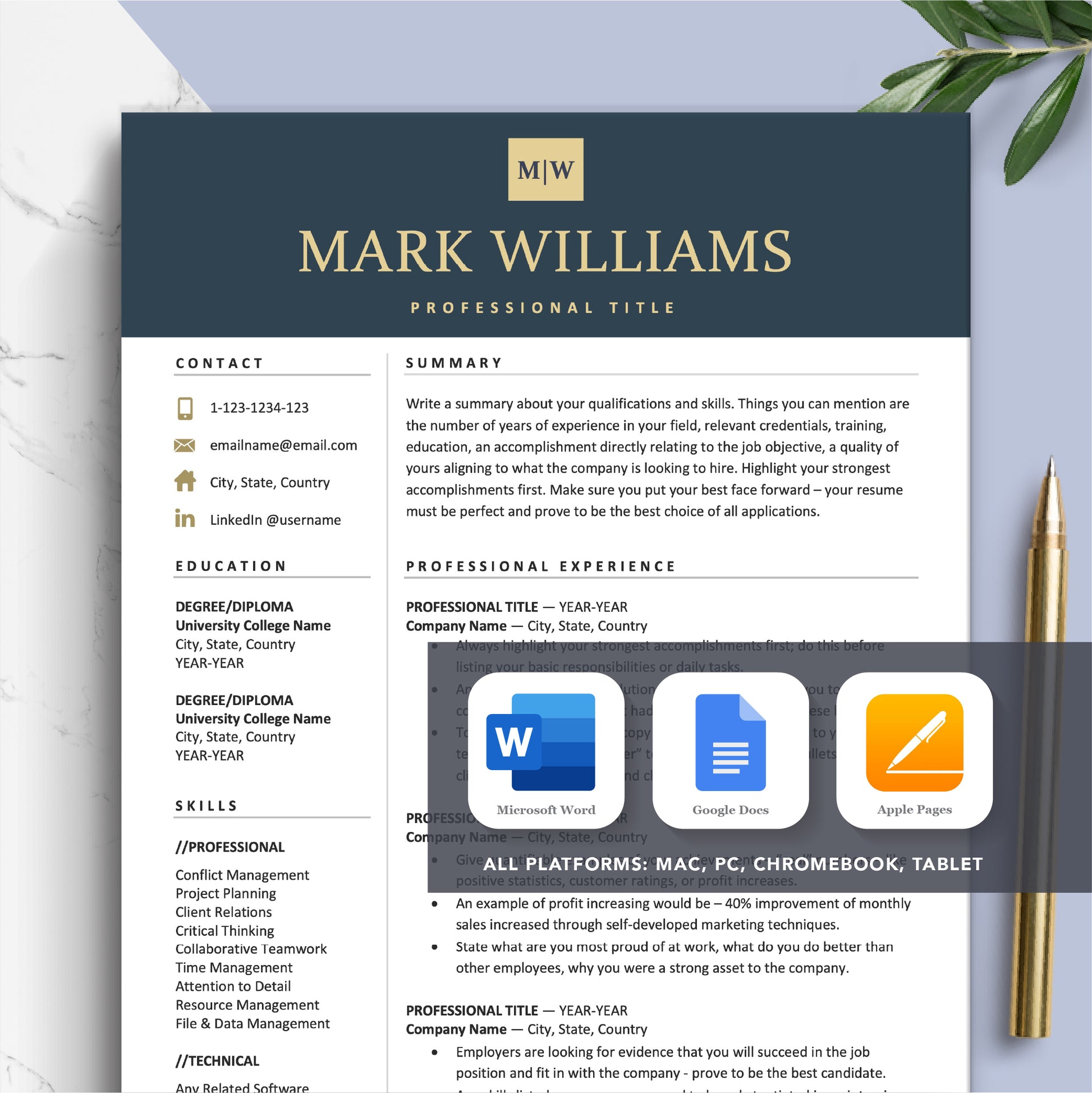 The Art of Resume Templates | Professional Modern Resume CV Design Template Bundle
