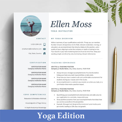 The Art of Resume Templates | Professional Yoga Teacher Resume CV Design Template Bundle