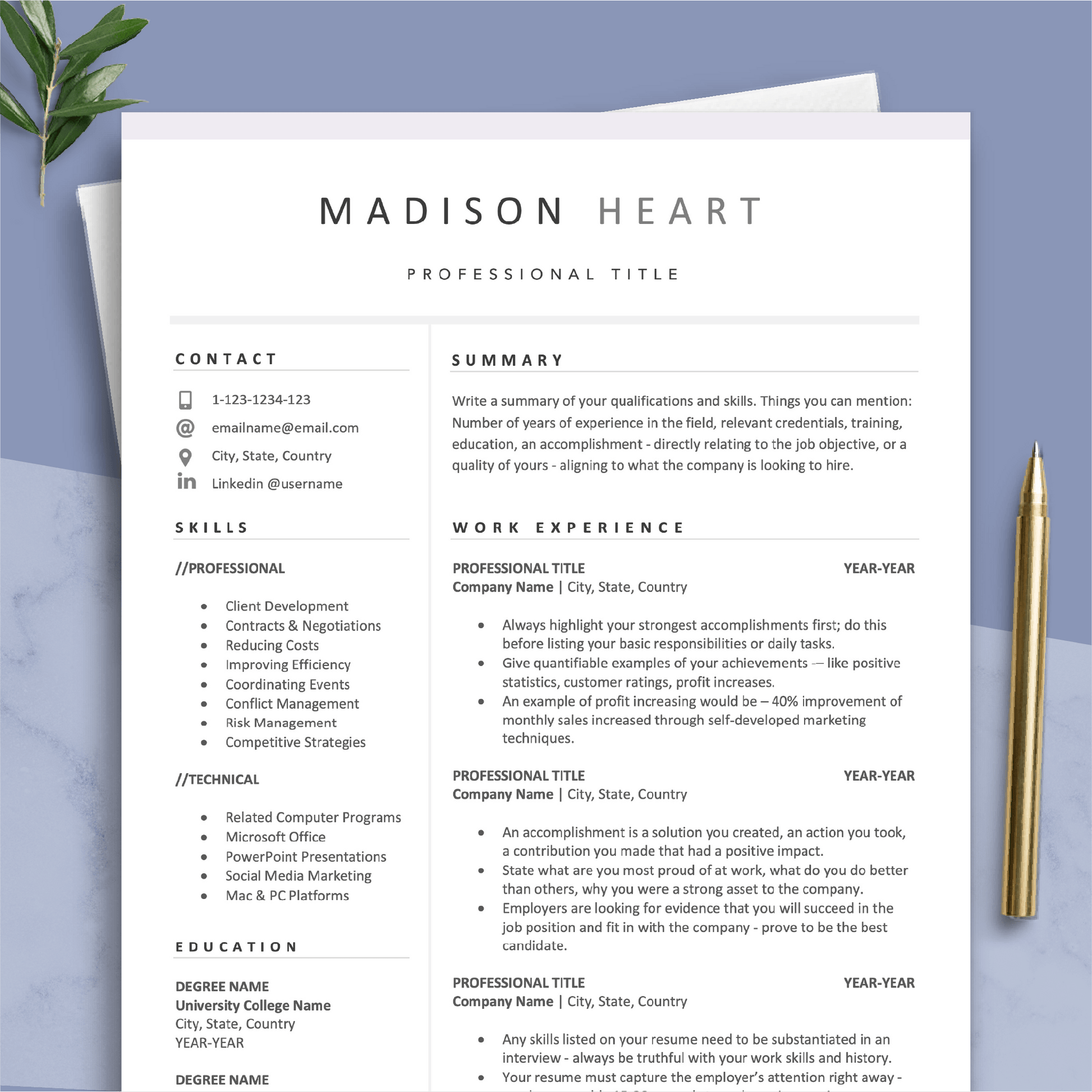 Simple Resume CV Template Design Bundle | The Art of Resume