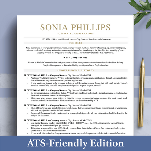 ATS Friendly Resume, Resume CV Design Bundle (2026) – The Art of Resume