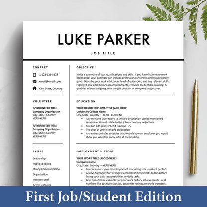 The Art of Resume Template | Student Basic Resume Template Bundle Maker