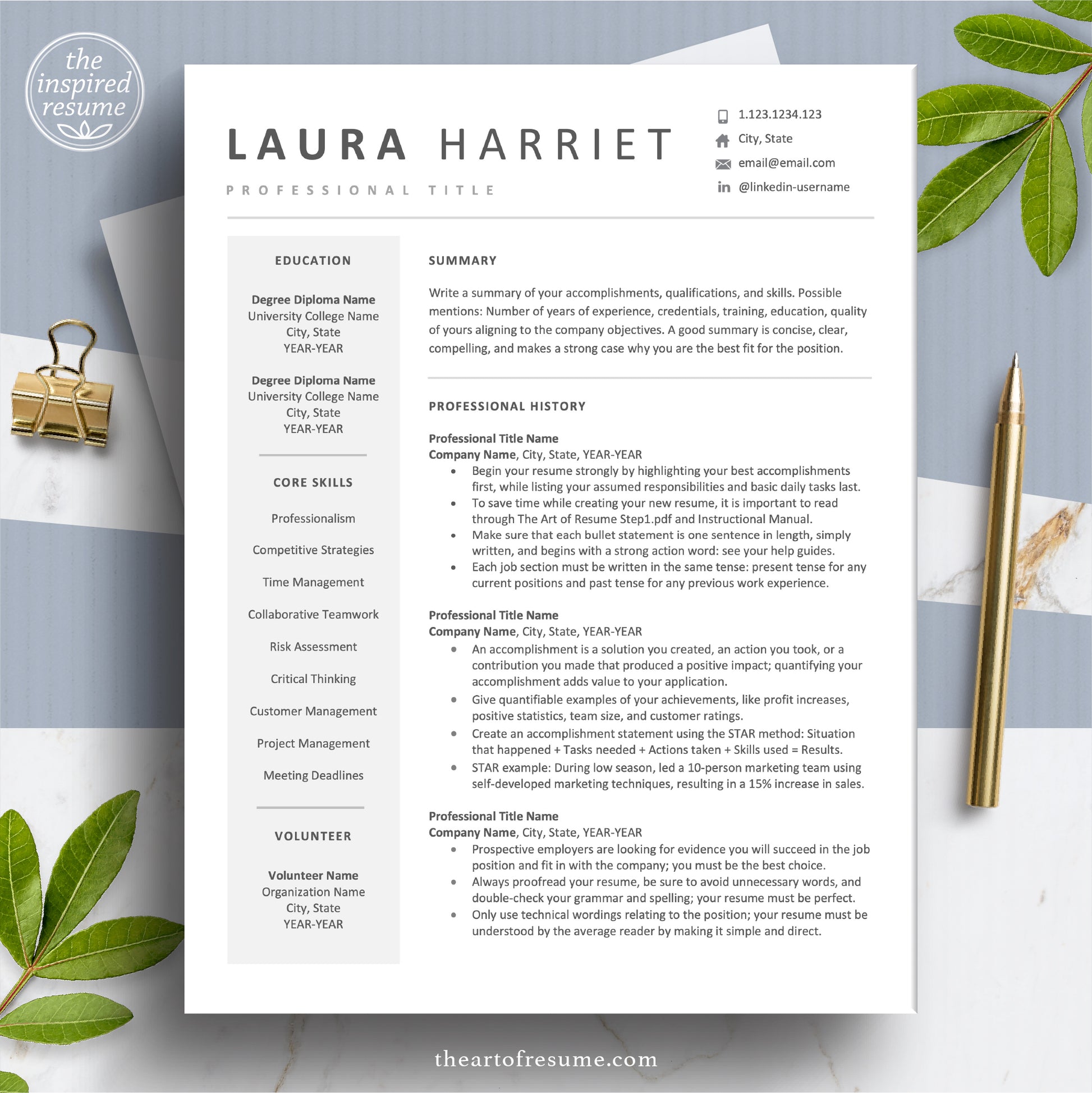 The Art of Resume Templates | One Page Simple Modern Resume CV Design Template Maker | Curriculum Vitae for Google Docs, Apple Mac Pages, Microsoft Word, Mac, PC Bestselling Resume Curriculum Vitae Maker