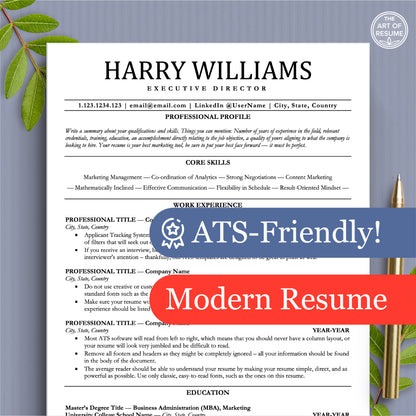 The Art of Resume Templates | Modern ATS-Friendly Professional Resume CV Design Template Bundle
