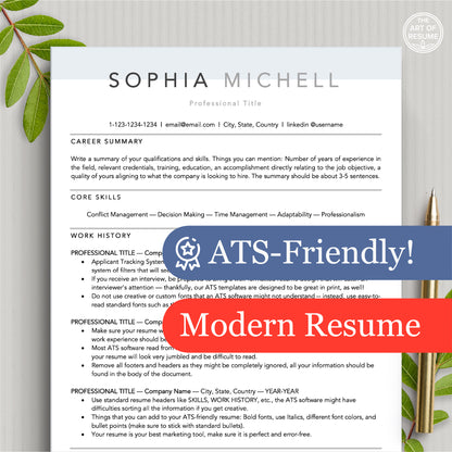 The Art of Resume Templates | Modern ATS-Friendly Professional Resume CV Design Template Bundle Free Download