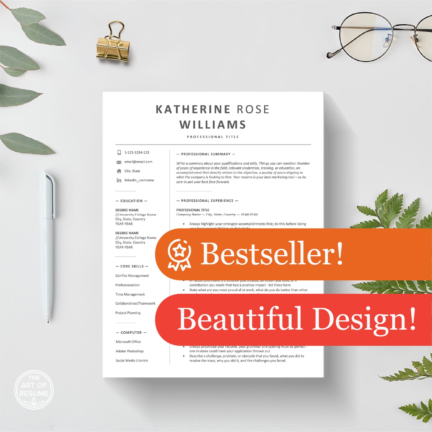 The Art of Resume Templates | Modern Modern Resume CV Design Template Bundle for any career
