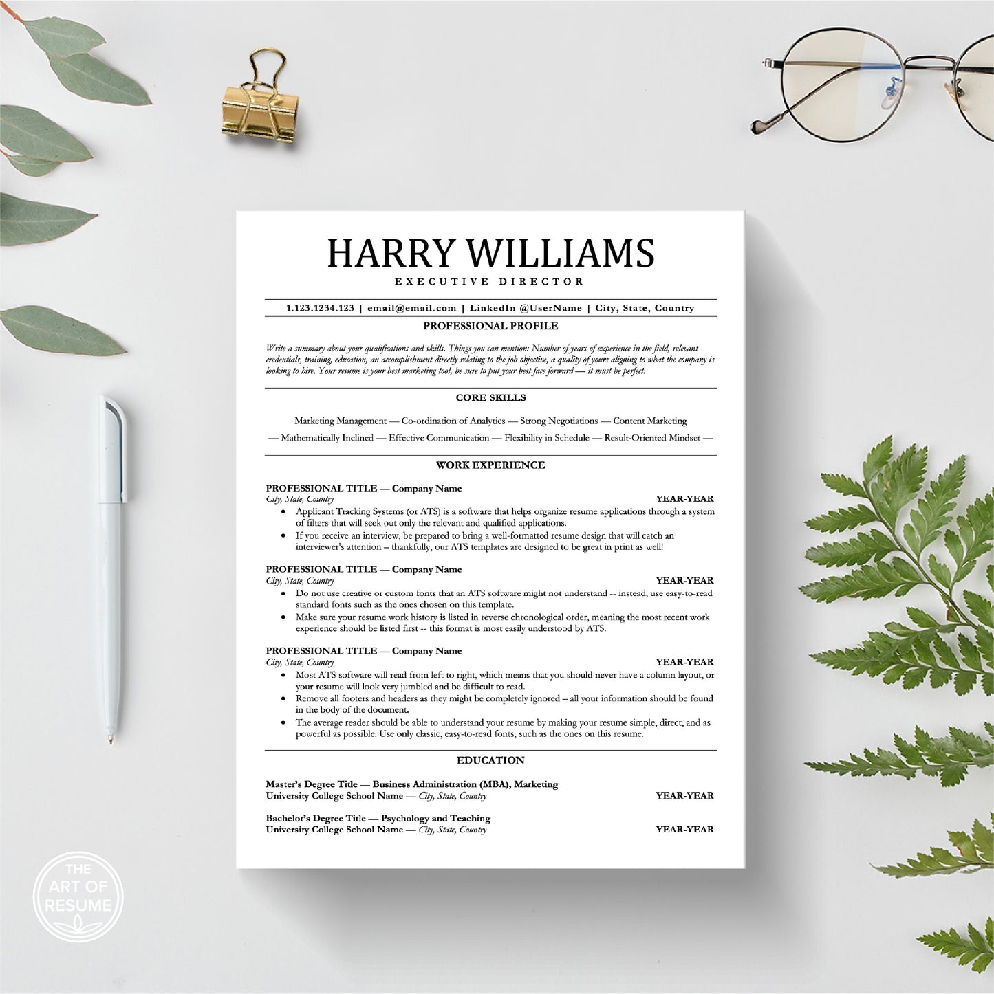 ATS Resume Template, ATS Friendly Templates (2026) - The Art of Resume