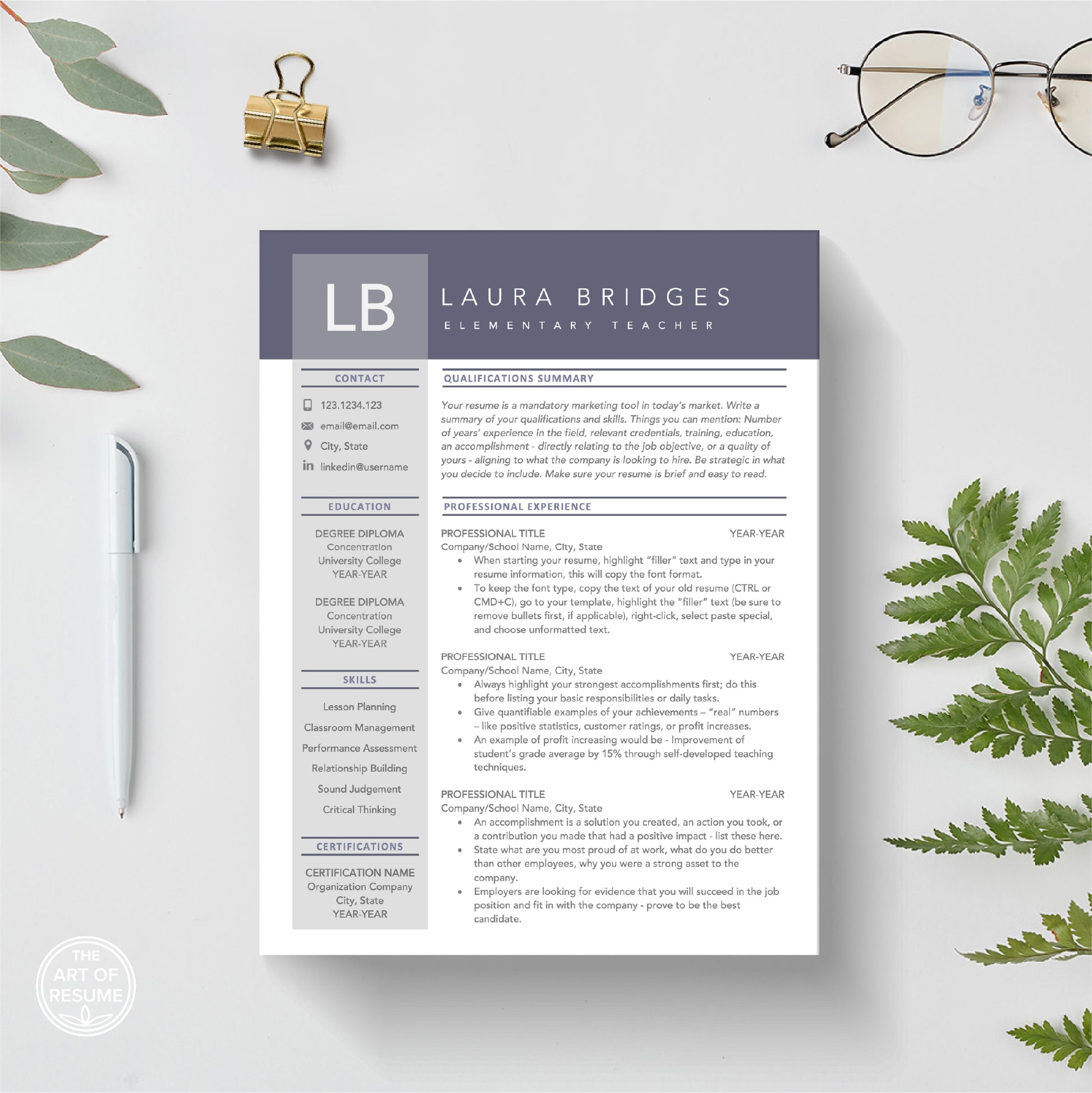 Professional Resume | Teacher Resume Templates | Free Resume Writing Guide - The Art of Resume