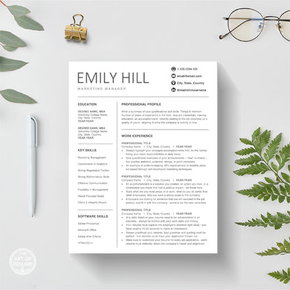 One Page Resume Template Design - Free Professional Resume