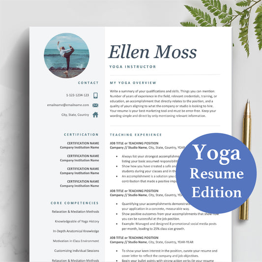 The Art of Resume Templates | Professional Yoga Teacher Resume CV Design Template Bundle