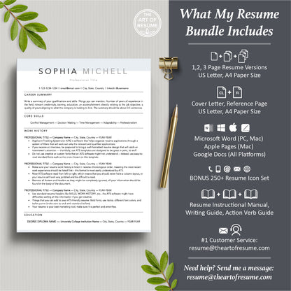 The Art of Resume Templates | Professional ATS-Compatible Resume CV Template Maker 3, Cover Letter, Reference Page, Mac, PC, A4 Paper, US size, Microsoft Word. Apple Pages, Google Docs, Chromebook