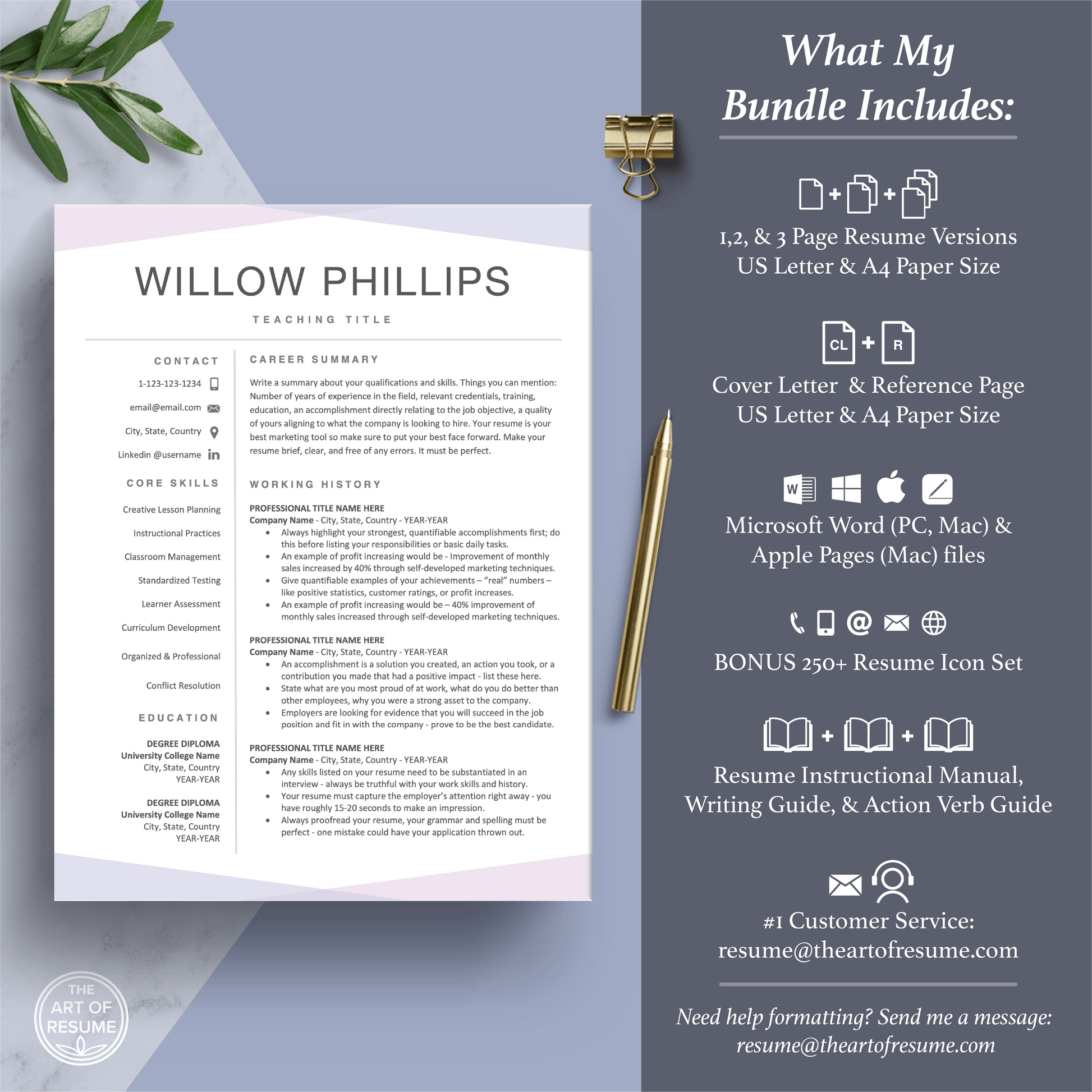 Resume Template Maker | Fully Editable Resume Template | Executive CV Download - The Art of Resume