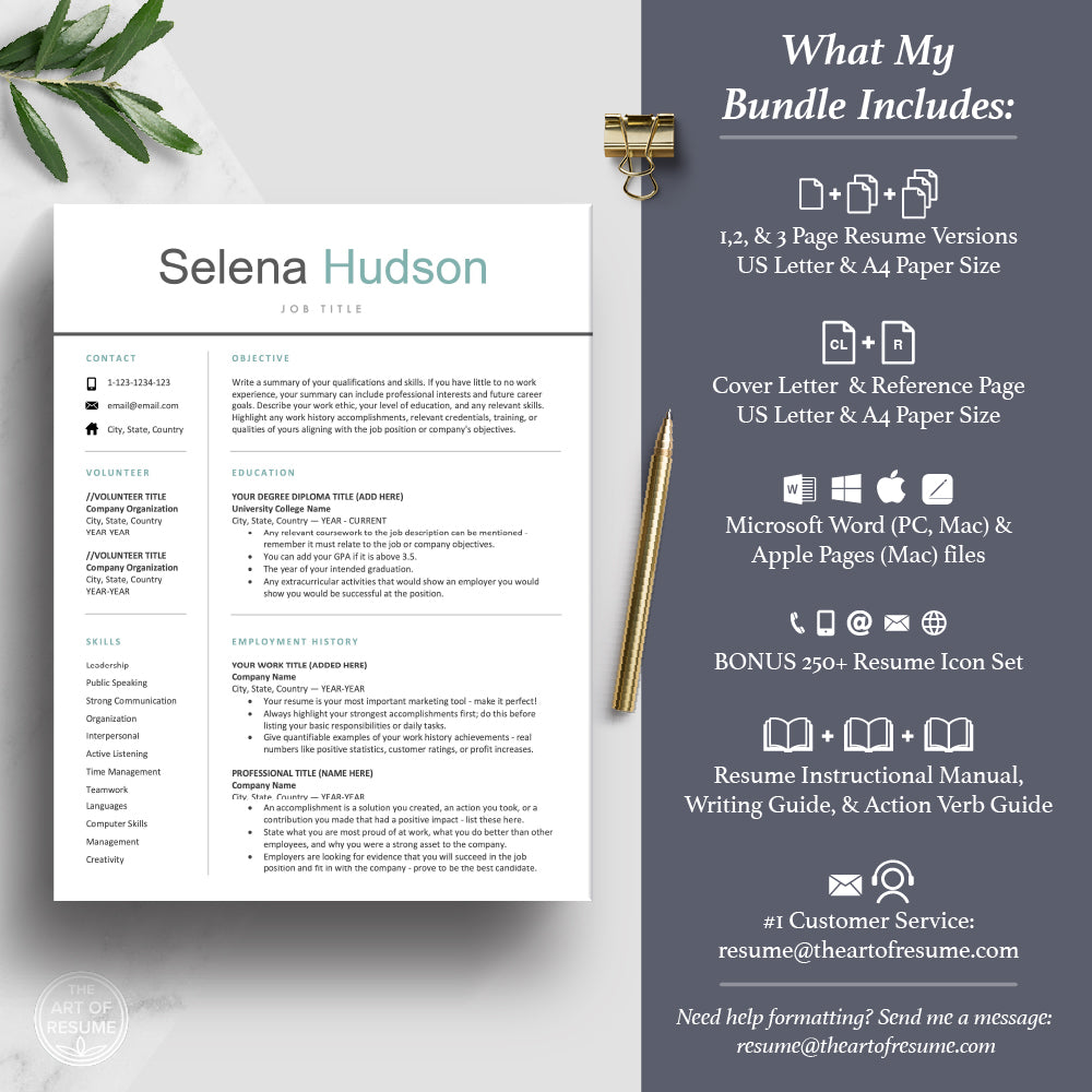 The Art of Resume Template Design | Student Resume Template Design Bundle Instant Download What is Included