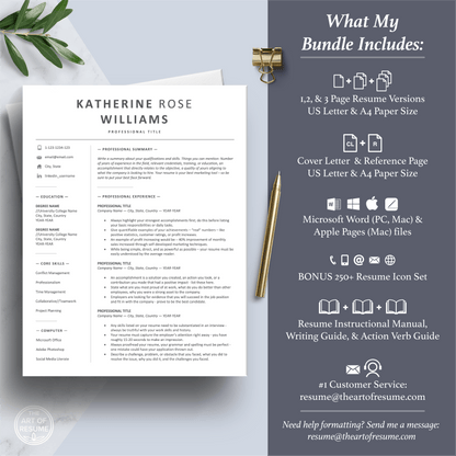 Professional Resume Design | Executive Resume Format | Free Cover Letter - The Art of Resume