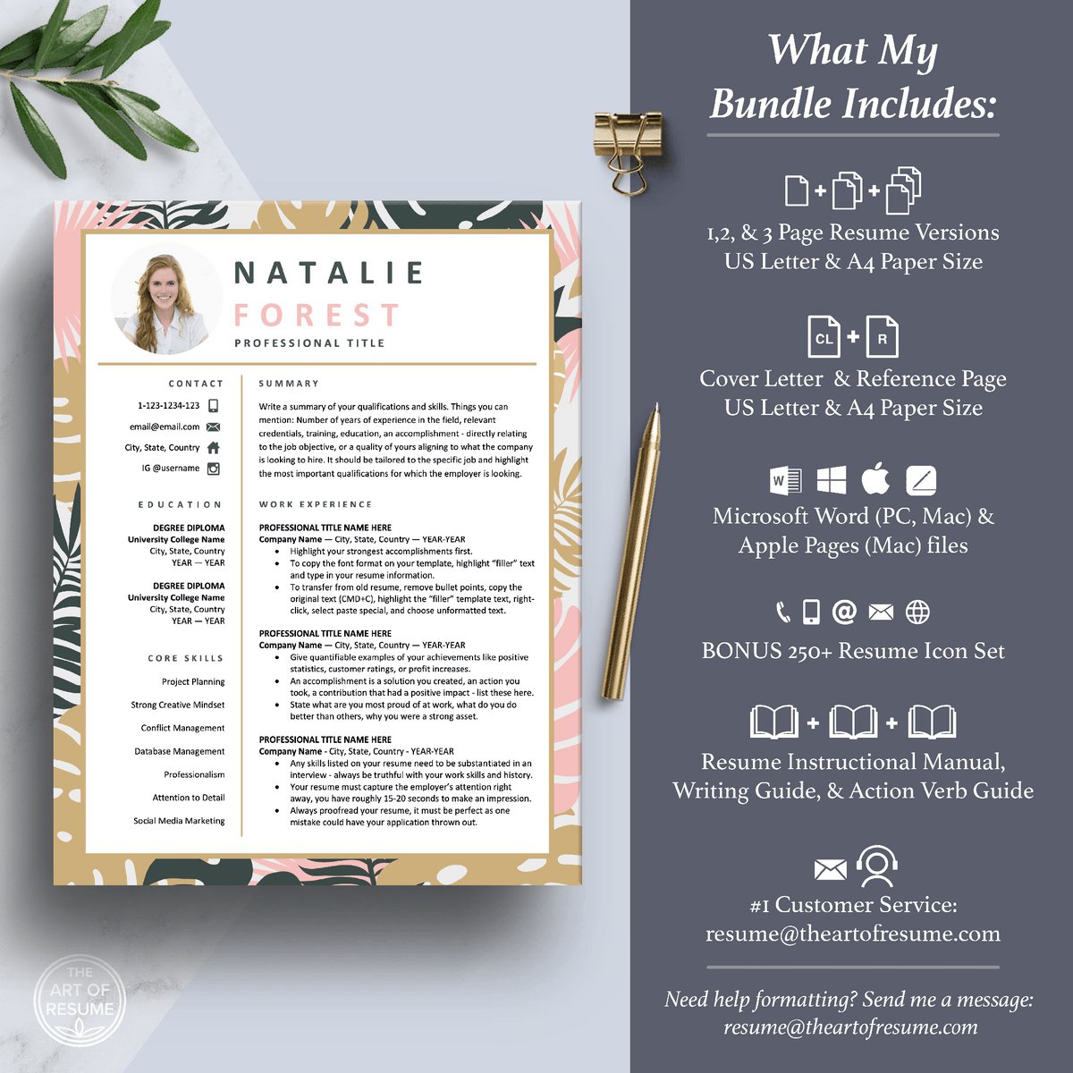 Best Resume Creative | Floral Resume | Pink Resume for Stylist Blogger ...