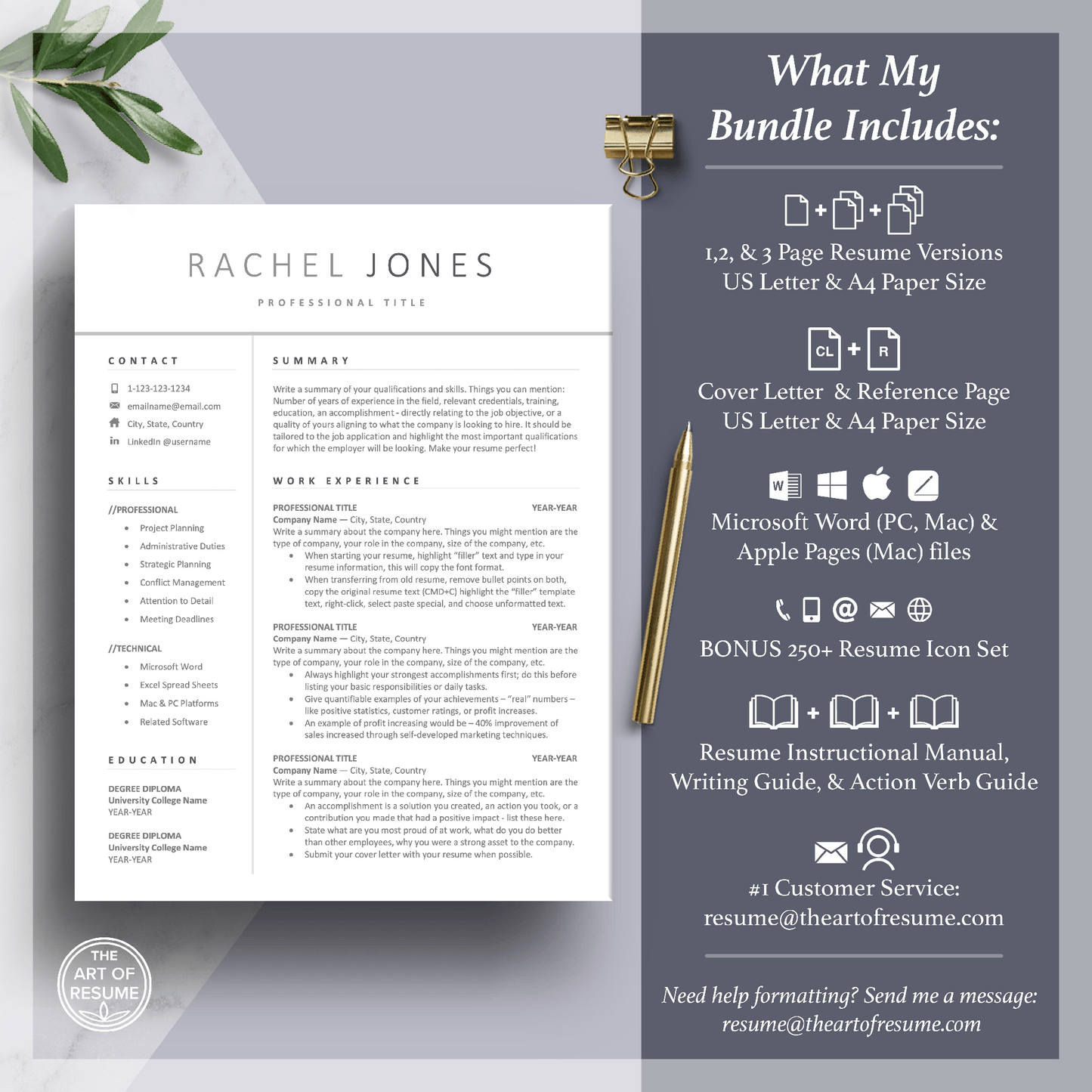 Simple Resume Template | Professional Resume for Any Career - Student CV - The Art of Resume