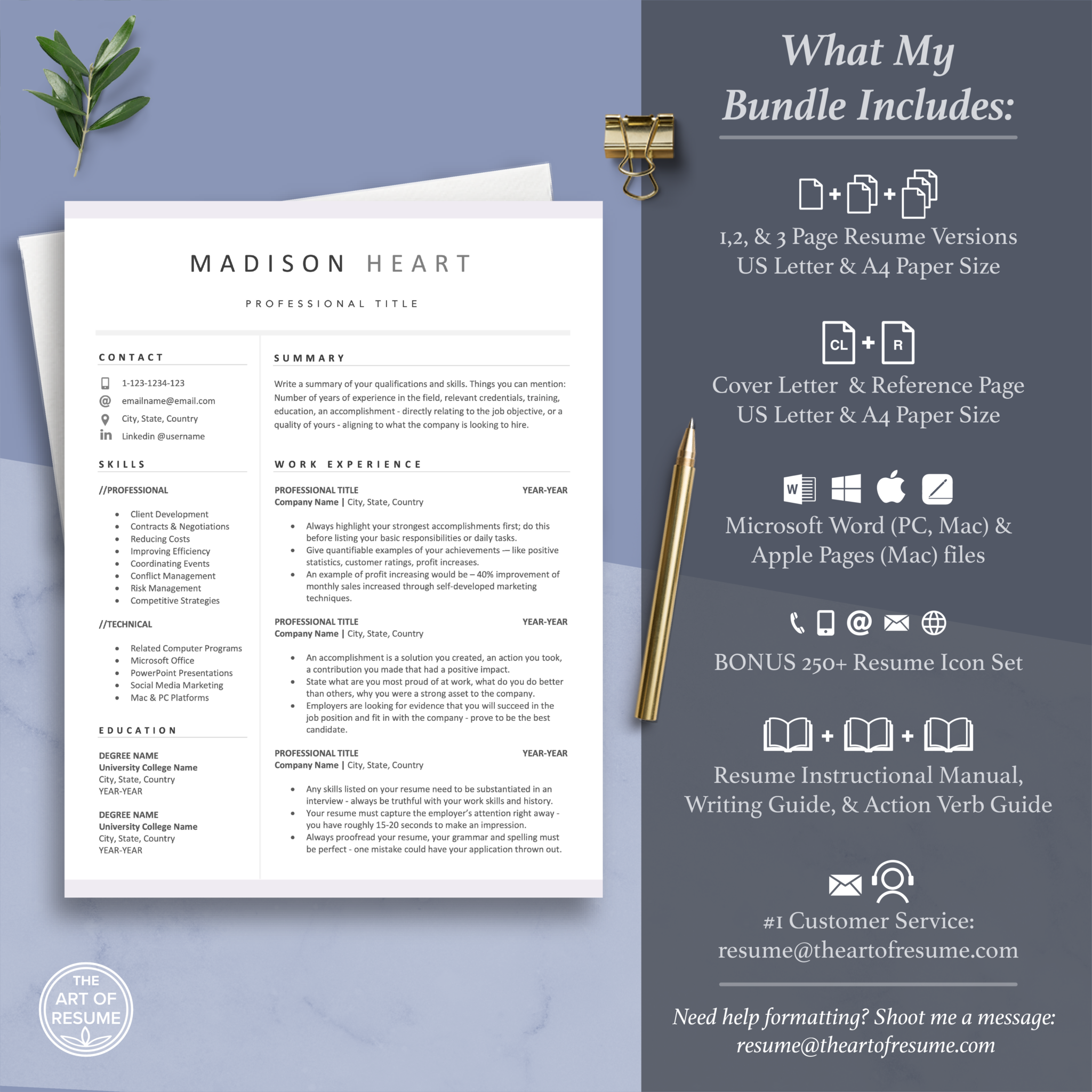 Paper Resume Layout Professional Resume Template – Page 4 – The Art of Resume