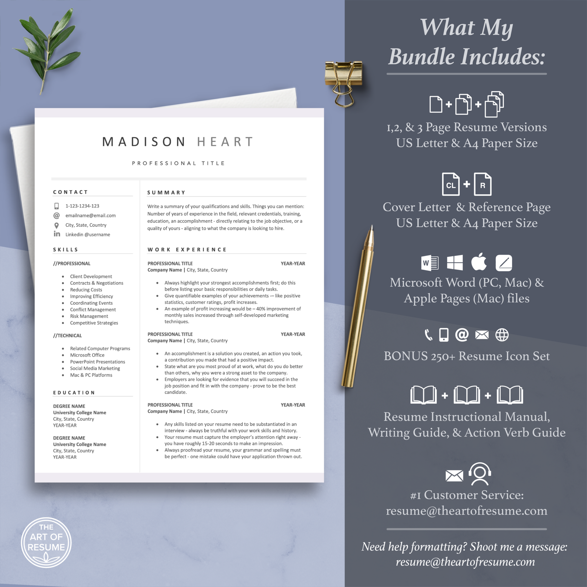 The Art of Resume | What is included in your resume bundle builder download
