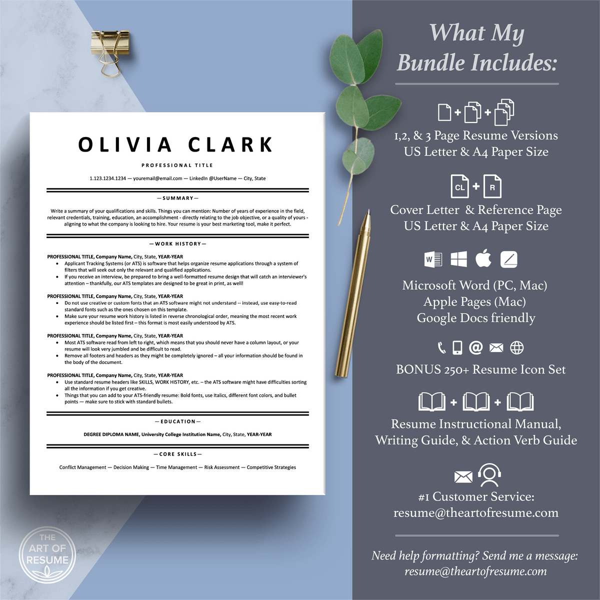 ATS Friendly Resume Template Bundle | Free Resume Writing Guide – The ...