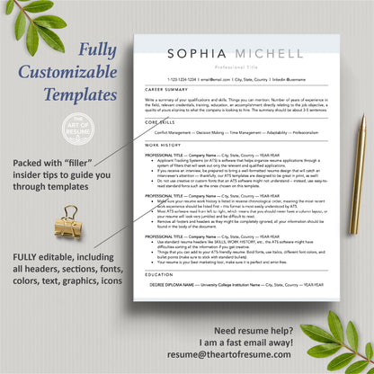 The Art of Resume Templates | One Page Simple ATS Resume CV Design Template Maker | Curriculum Vitae
