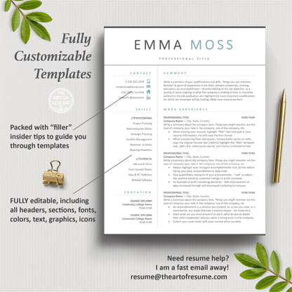 The Art of Resume Templates | One Page Teal Blue Simple Resume CV Design Template Maker | Curriculum Vitae
