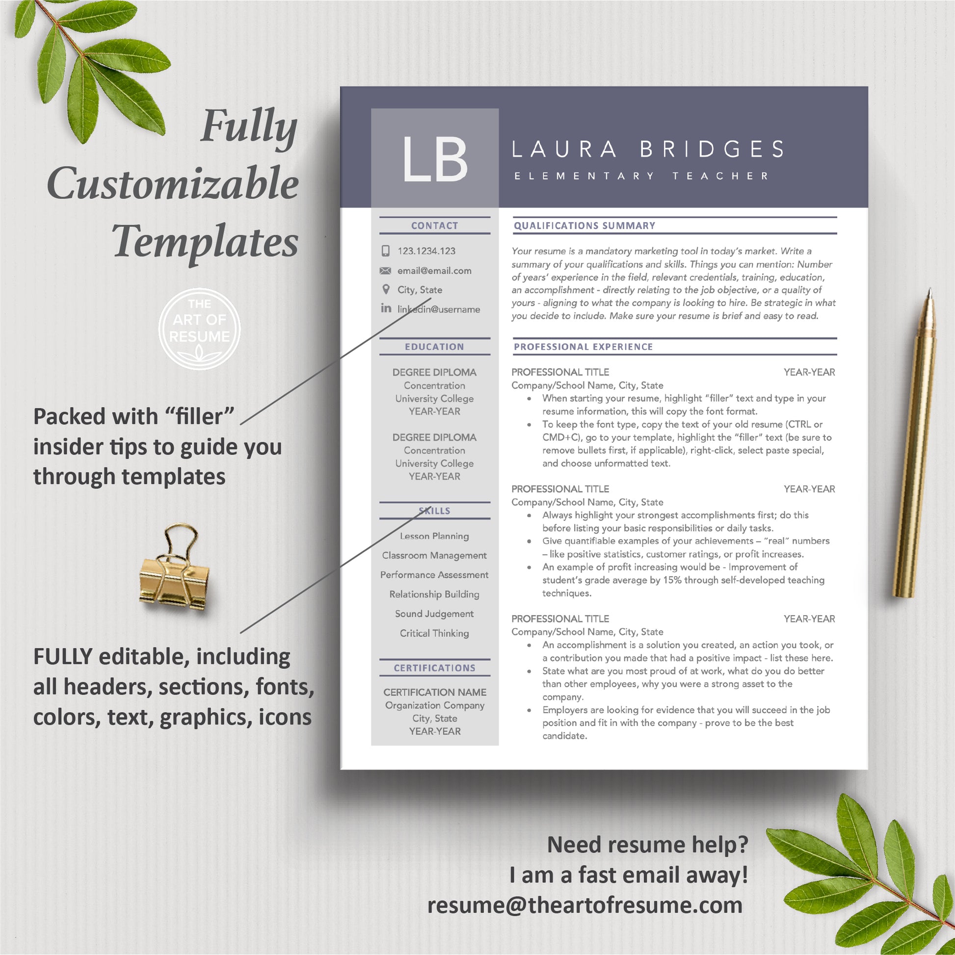 Professional Resume | Teacher Resume Templates | Free Resume Writing Guide - The Art of Resume