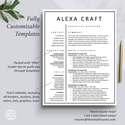 One-Page Simple Resume Design Template Bundle, Instant Download Bundle for Apple Pages and Microsoft Word, Mac and PC