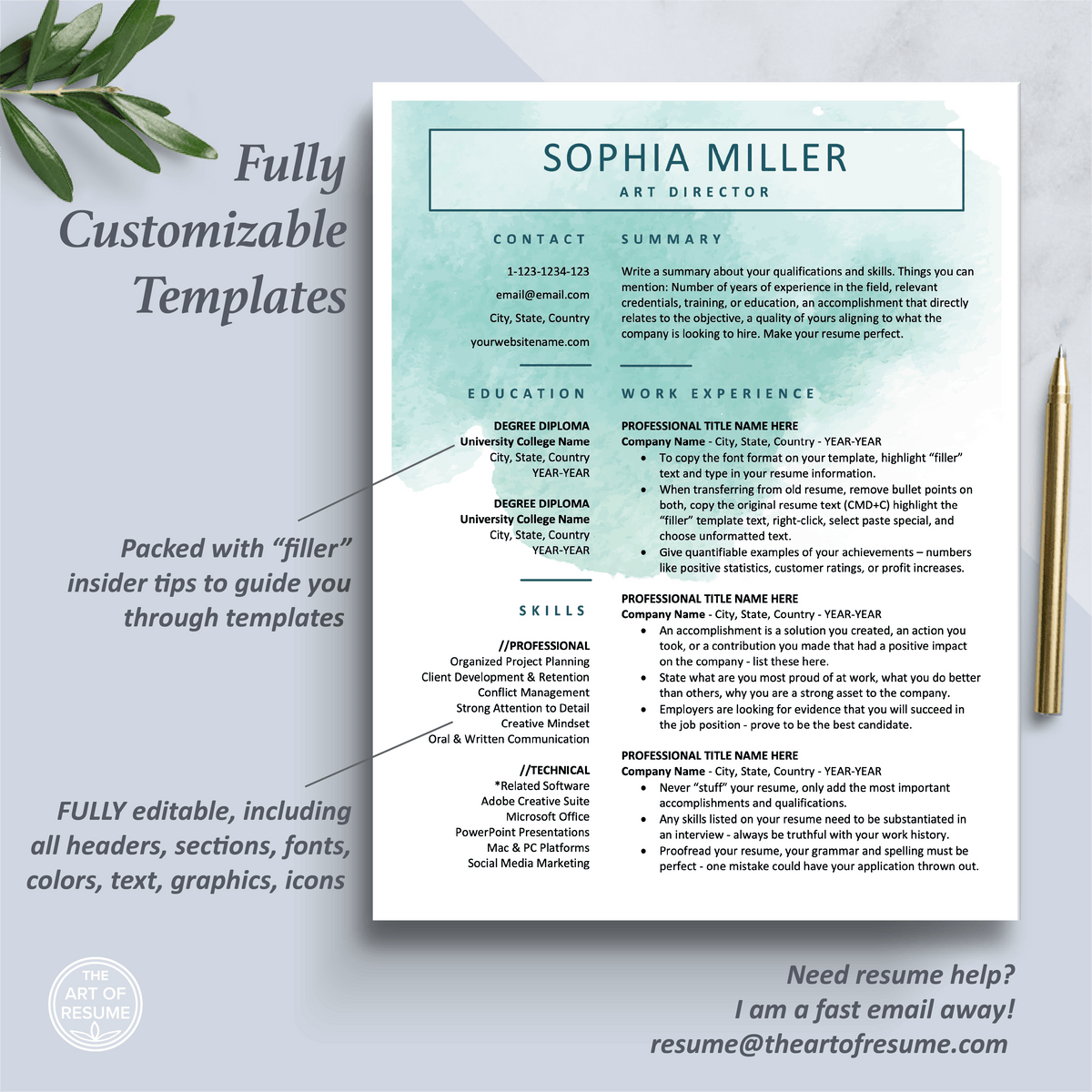 Creative Resume Template Builder | Free Resume Writing Guide - The Art ...