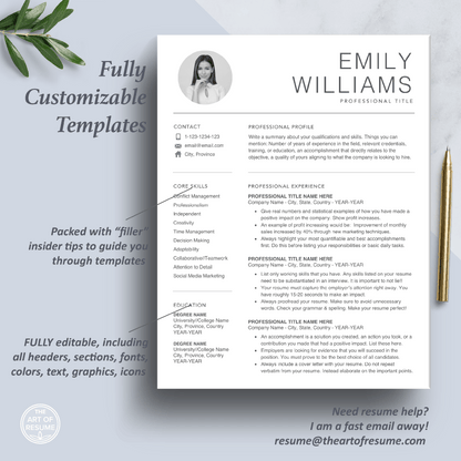 Resume Design with Photo | Executive Resume Design | Cover Letter - The Art of Resume
