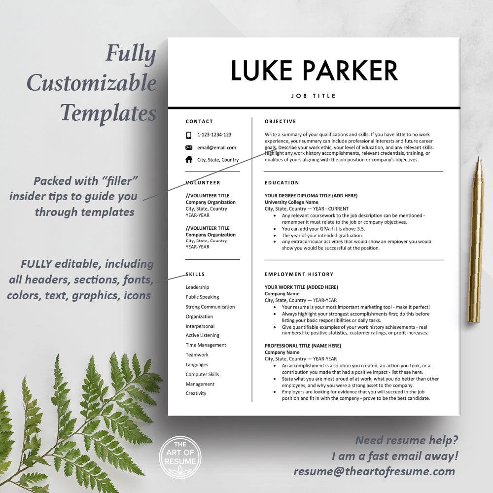 The Art of Resume Template | One Page Resume Template Version