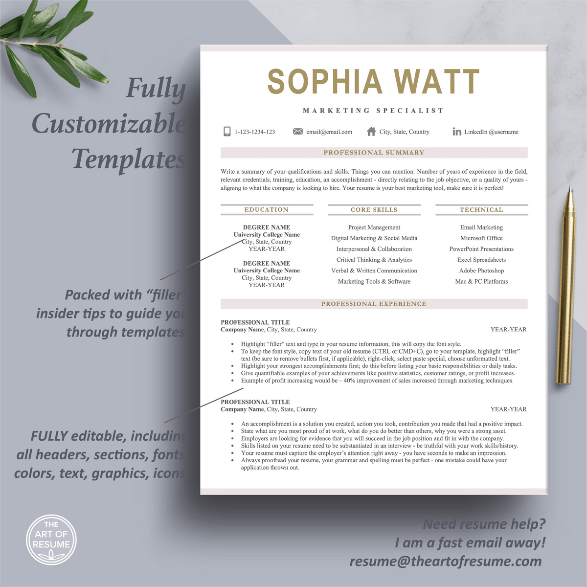 Modern Resume Designs, Professional CV Templates (It's Easy!) – The Art ...