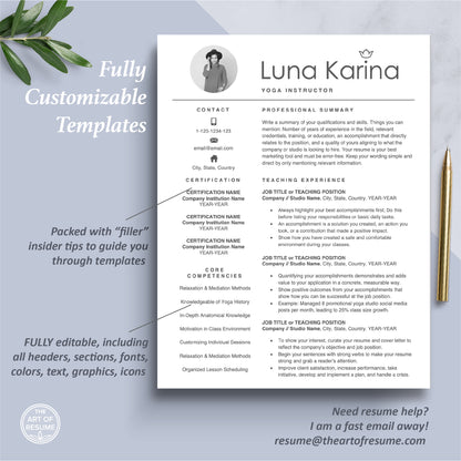 The Art of Resume Templates | One Page Yoga Teacher Resume CV Design Template Maker | Curriculum Vitae