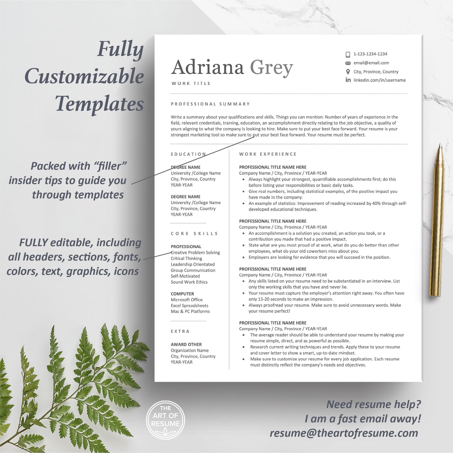 The Art of Resume | Professional Resume CV Template Bundle Design | One Page Resume CV Format