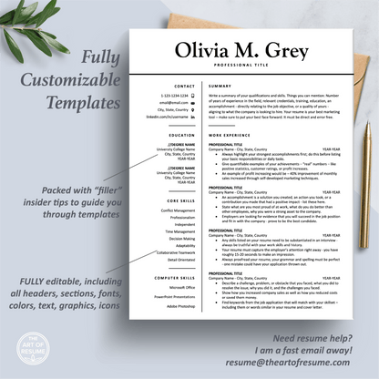 Diseño de currículum profesional | CV moderno imprimible - Guía de redacción de currículums