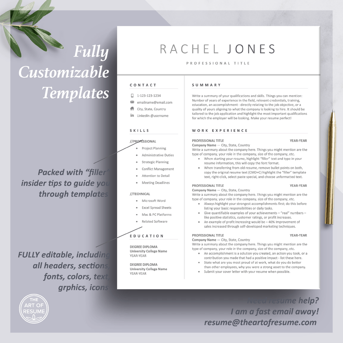 Free Resume Templates | Professional Resume Template Designs – The Art ...