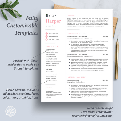 The Art of Resume Templates | One Page Student Graduate  Resume CV Design Template Maker | Curriculum Vitae