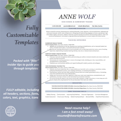 The Art of Resume Templates | One Page Professional ATS friendly teacher Resume CV Design Template Maker | Curriculum Vitae