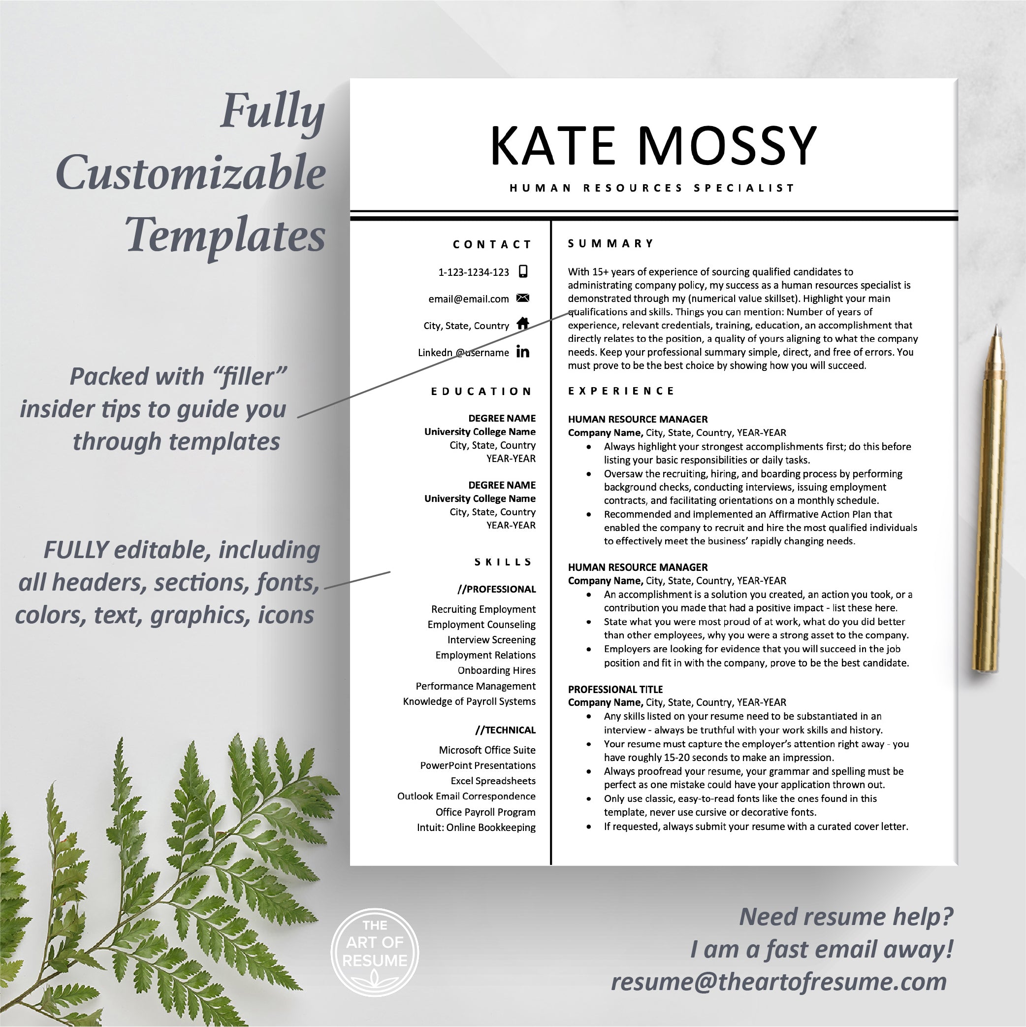 Human Resource Resume Template, HR Resume CV Administrator Resume The