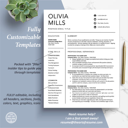 The Art of Resume Templates | One Page Professional Simple Resume CV Design Template Maker | Curriculum Vitae