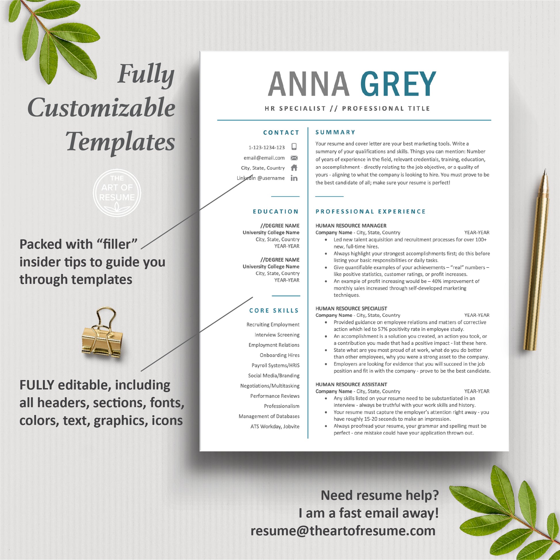 The Art of Resume Template Designs | 1 Page Modern Blue Resume Template Design