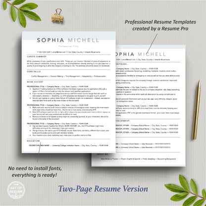 The Art of Resume Templates | Two Page ATS Executive Resume CV Template | Curriculum Vitae
