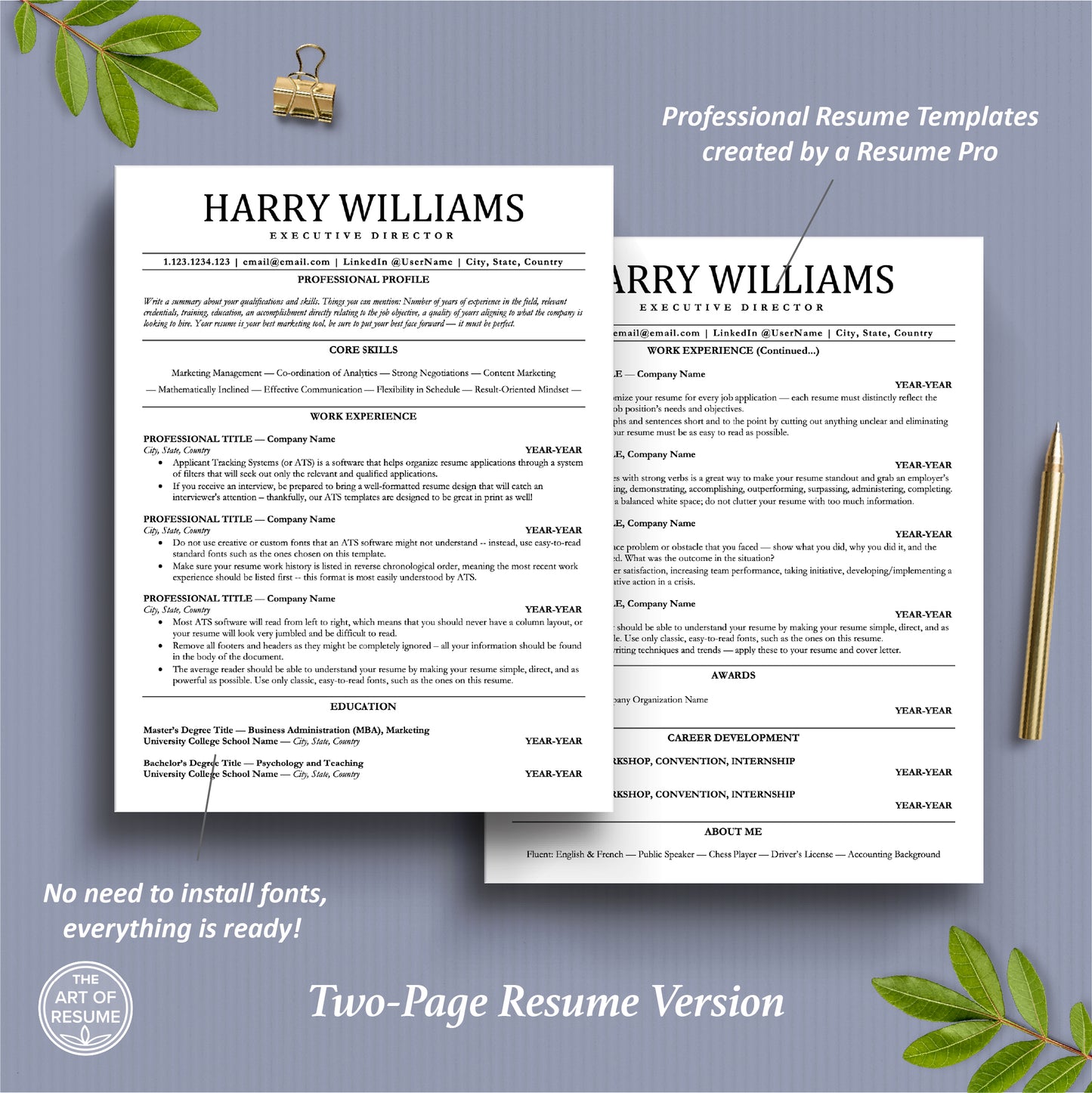 ATS Resume Template, ATS Friendly Templates (2026) - The Art of Resume