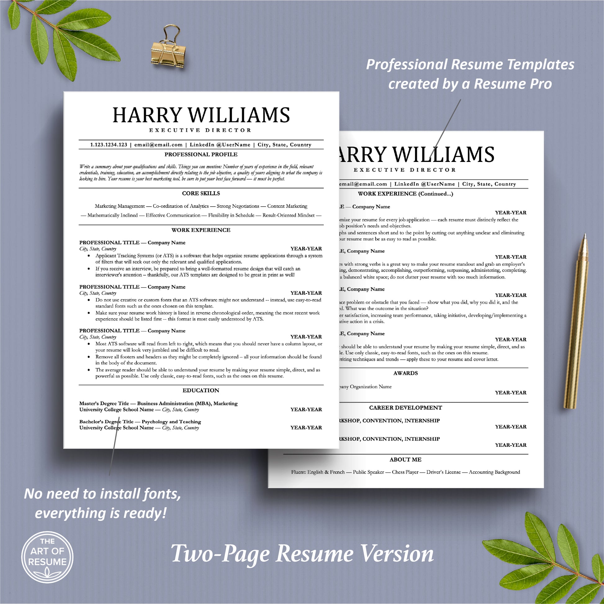 ATS Resume Template, ATS Friendly Templates (2026) - The Art of Resume
